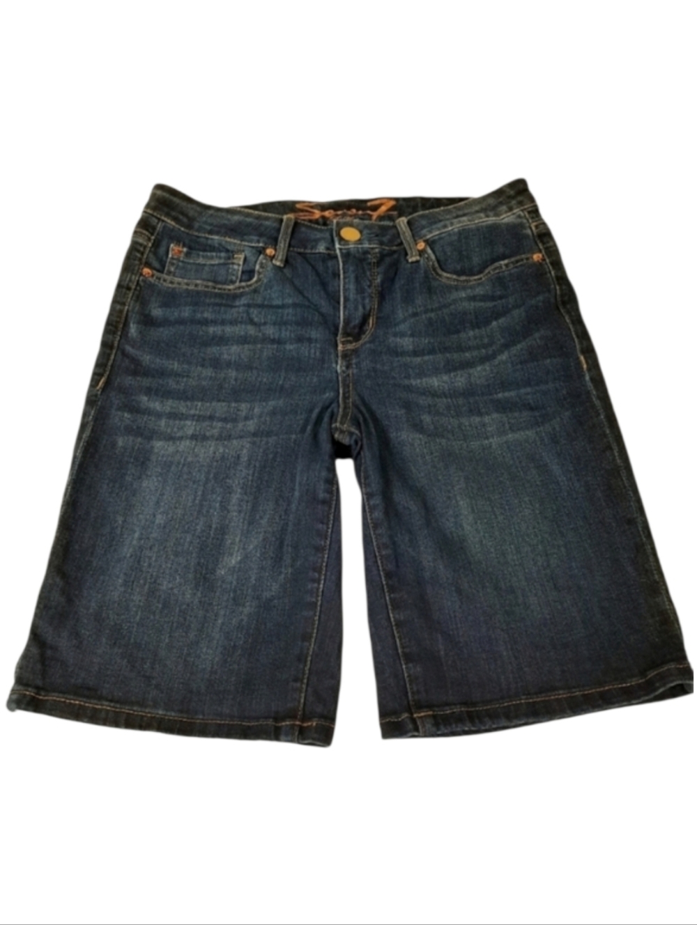Seven7 Weekend Bermuda Stretch Denim Blue Jean Shorts SZ 8